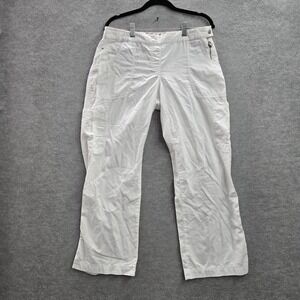 Kathy Peterson Women Scrub Bottom L PETITE White Cargo Pants 28" Inseam